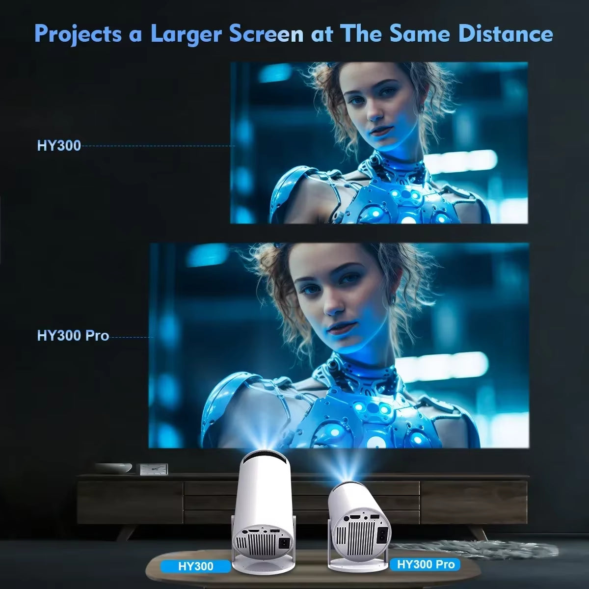 Proyector Mag-Cu-Bic HY300 PRO 4K Android 11 Dual 260ANSI Allwinner H713 BT5.0 1080P Proyector De Cine En Casa Para Exteriores