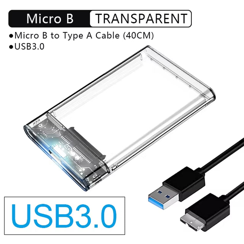 G06 USB3.0/2.0 HDD Enclosure 2.5Inch Serial Port SATA SSD Hard Drive Case Support 6TB Transparent Mobile External HDD Case